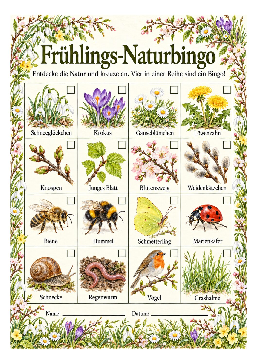 Naturwerkstatt Familienzeit- Frühlingsbingo - Download