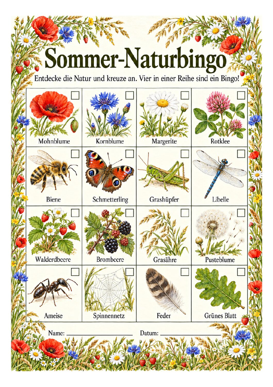 Naturwerkstatt Familienzeit - Sommerbingo - Download