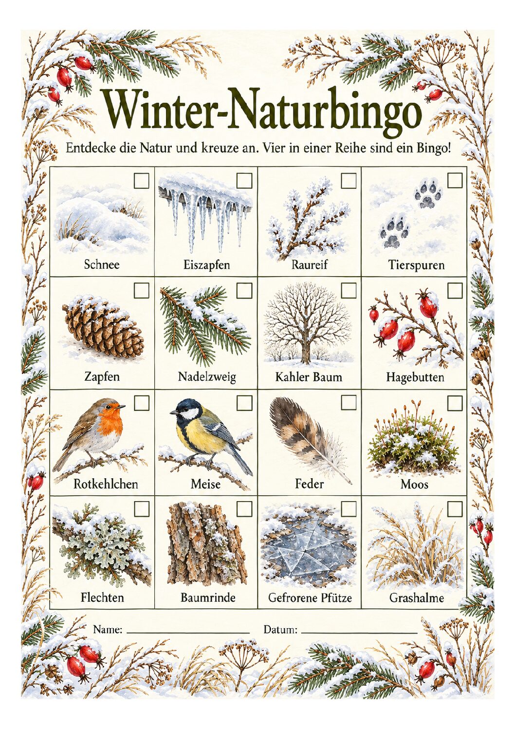 Naturwerkstatt Familienzeit - Winterbingo  - Download