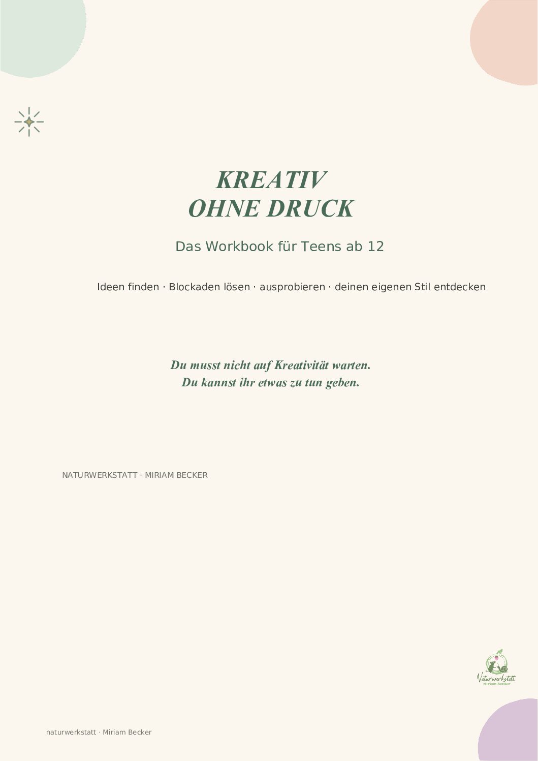 Kreativ Workbook für Teens ab 12 Jahren - PDF Download