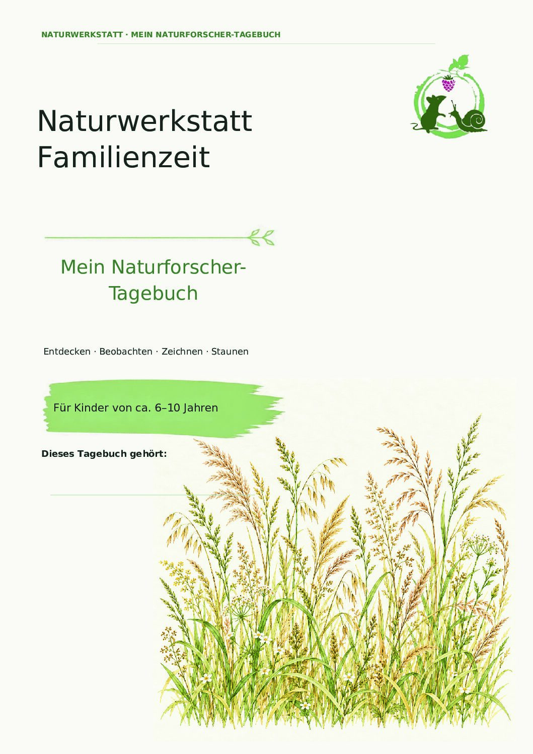 Naturwerkstatt Familienzeit - Naturforscher Tagebuch  - PDF Download