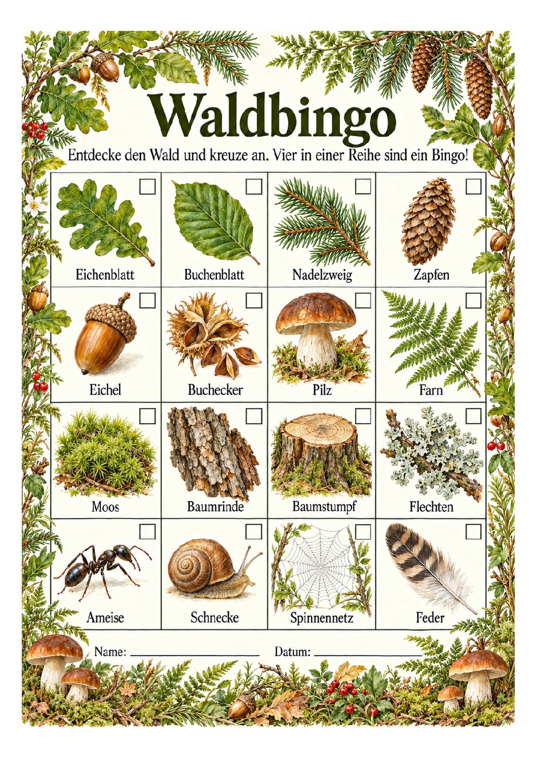 Naturwerkstatt Familienzeit - Waldbingo - Download
